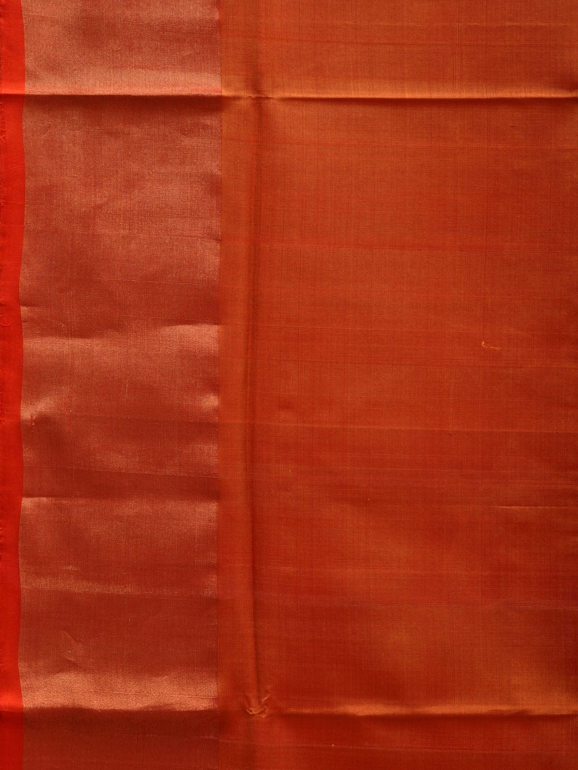 Orange Uppada Silk Handloom Plain Saree with Contrast Pallu Design u183