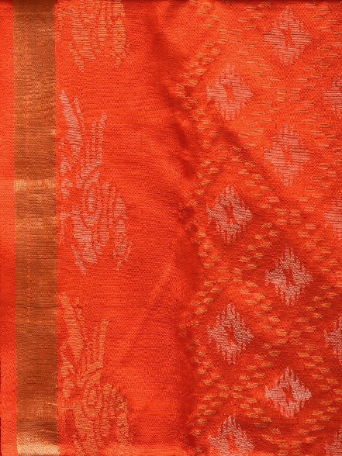 Orange Uppada Silk Handloom Saree with All Over and Border Design u1139