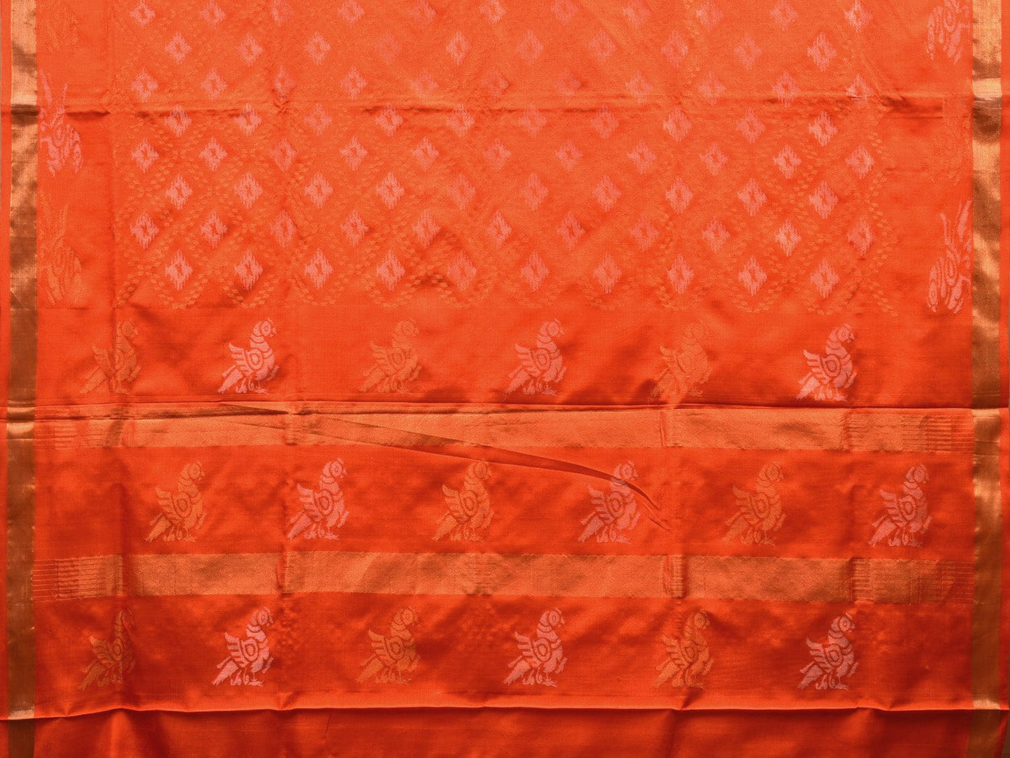 Orange Uppada Silk Handloom Saree with All Over and Border Design u1139