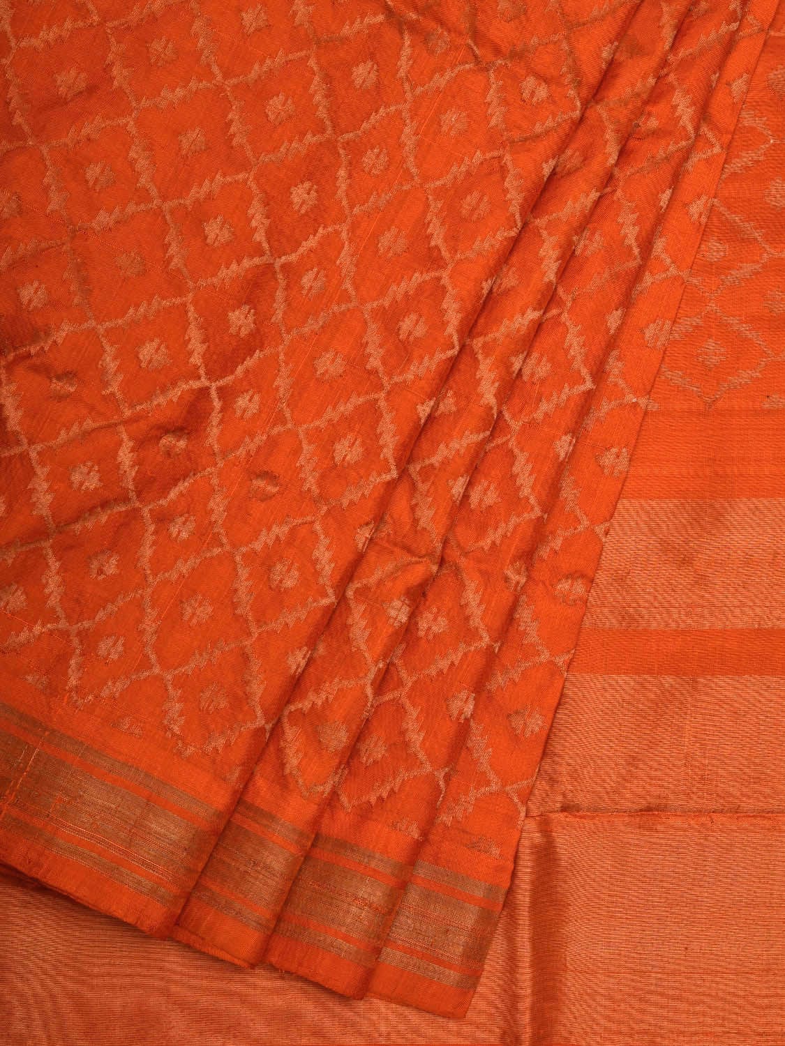 Orange Uppada Silk Handloom Saree with All Over Jamdani Design u1863