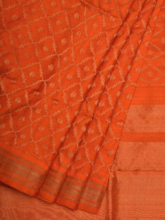 Orange Uppada Silk Handloom Saree with All Over Jamdani Design u1863