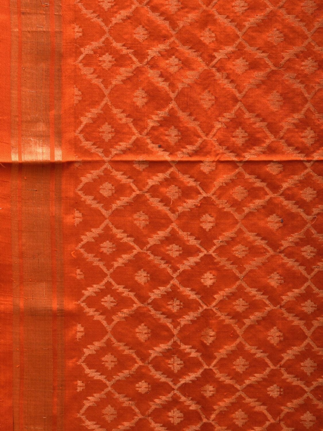 Orange Uppada Silk Handloom Saree with All Over Jamdani Design u1863