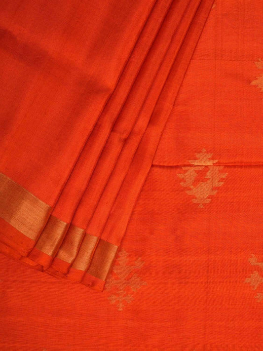 Orange Uppada Silk Handloom Saree with Assorted Buta Pallu Design u1738