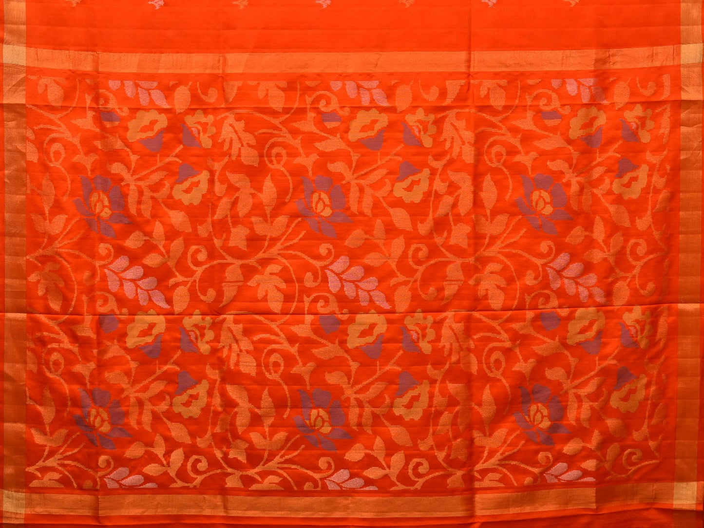 Orange Uppada Silk Handloom Saree with Floral Pallu Design u1990
