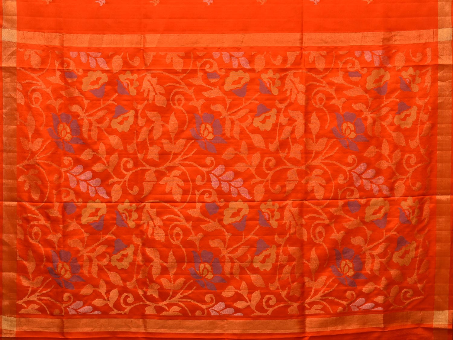 Orange Uppada Silk Handloom Saree with Floral Pallu Design u1990