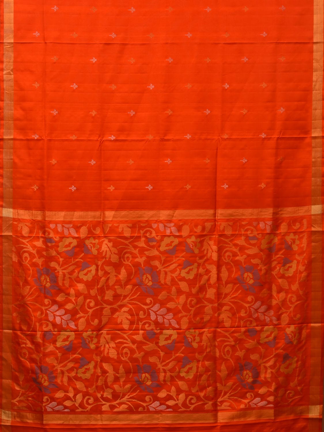 Orange Uppada Silk Handloom Saree with Floral Pallu Design u1990