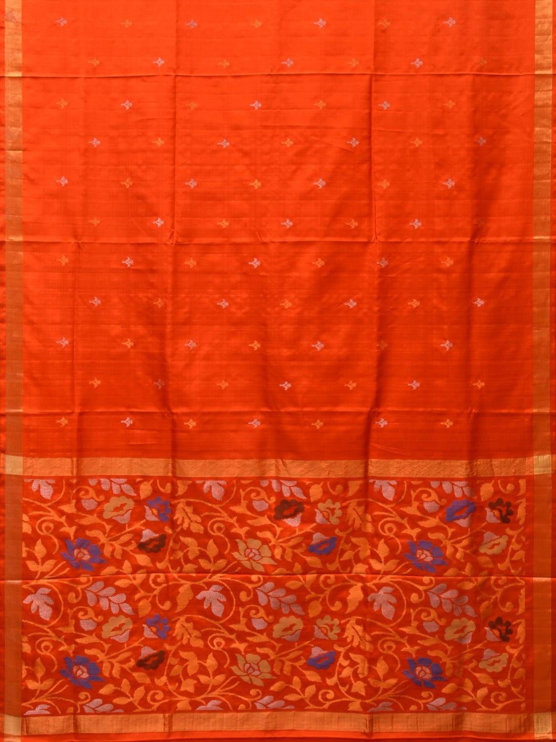 Orange Uppada Silk Handloom Saree with Floral Pallu Design u2154