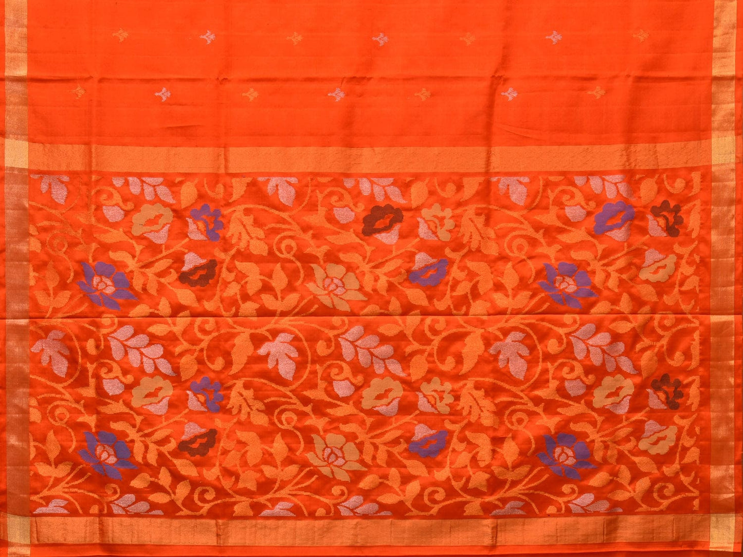 Orange Uppada Silk Handloom Saree with Floral Pallu Design u2154
