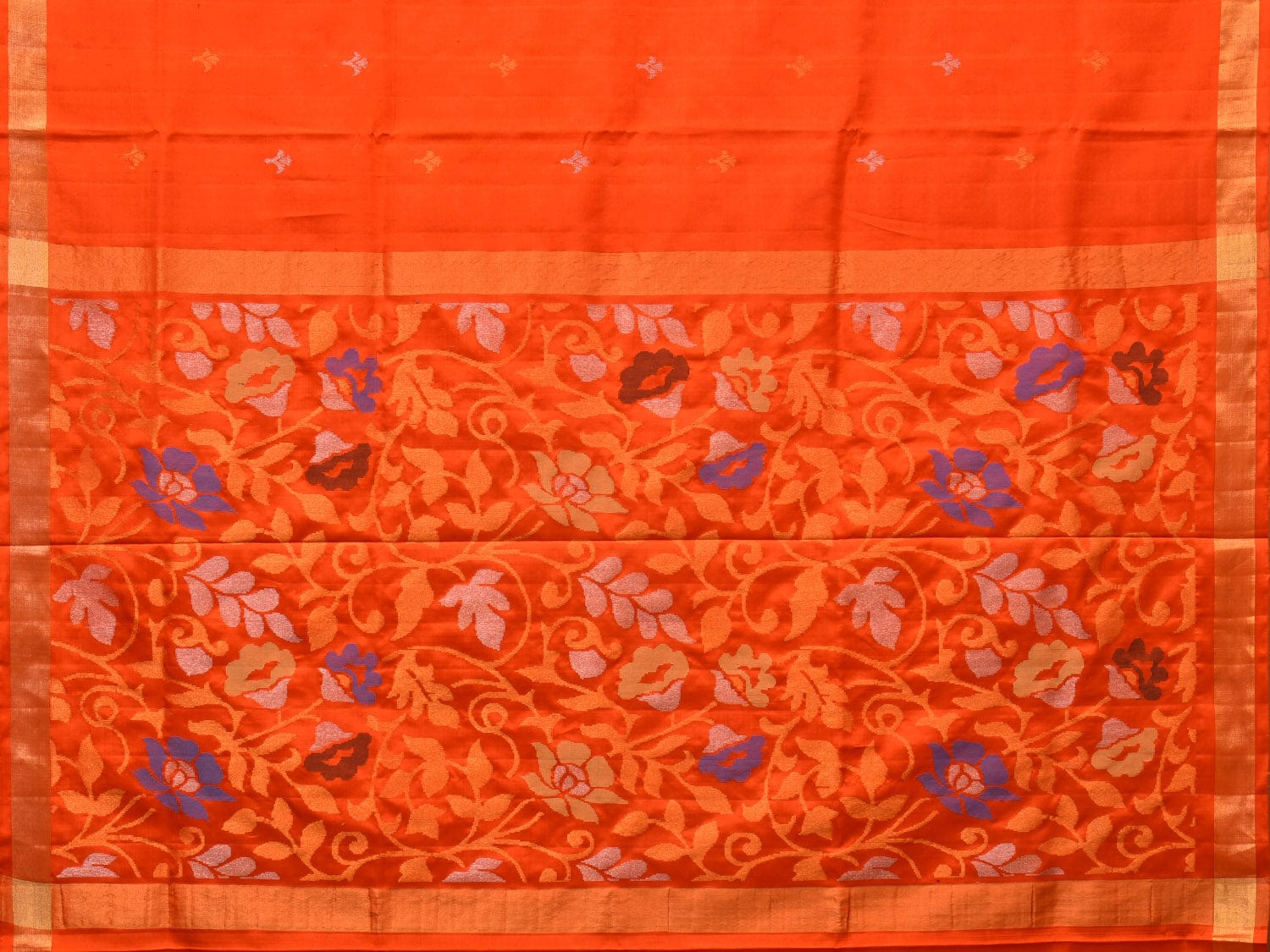 Orange Uppada Silk Handloom Saree with Floral Pallu Design u2154