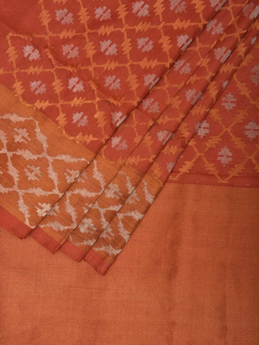 Orange Uppada Silk Handloom Saree with Half Saree Grill and Half Buta Jamdani Design u2334