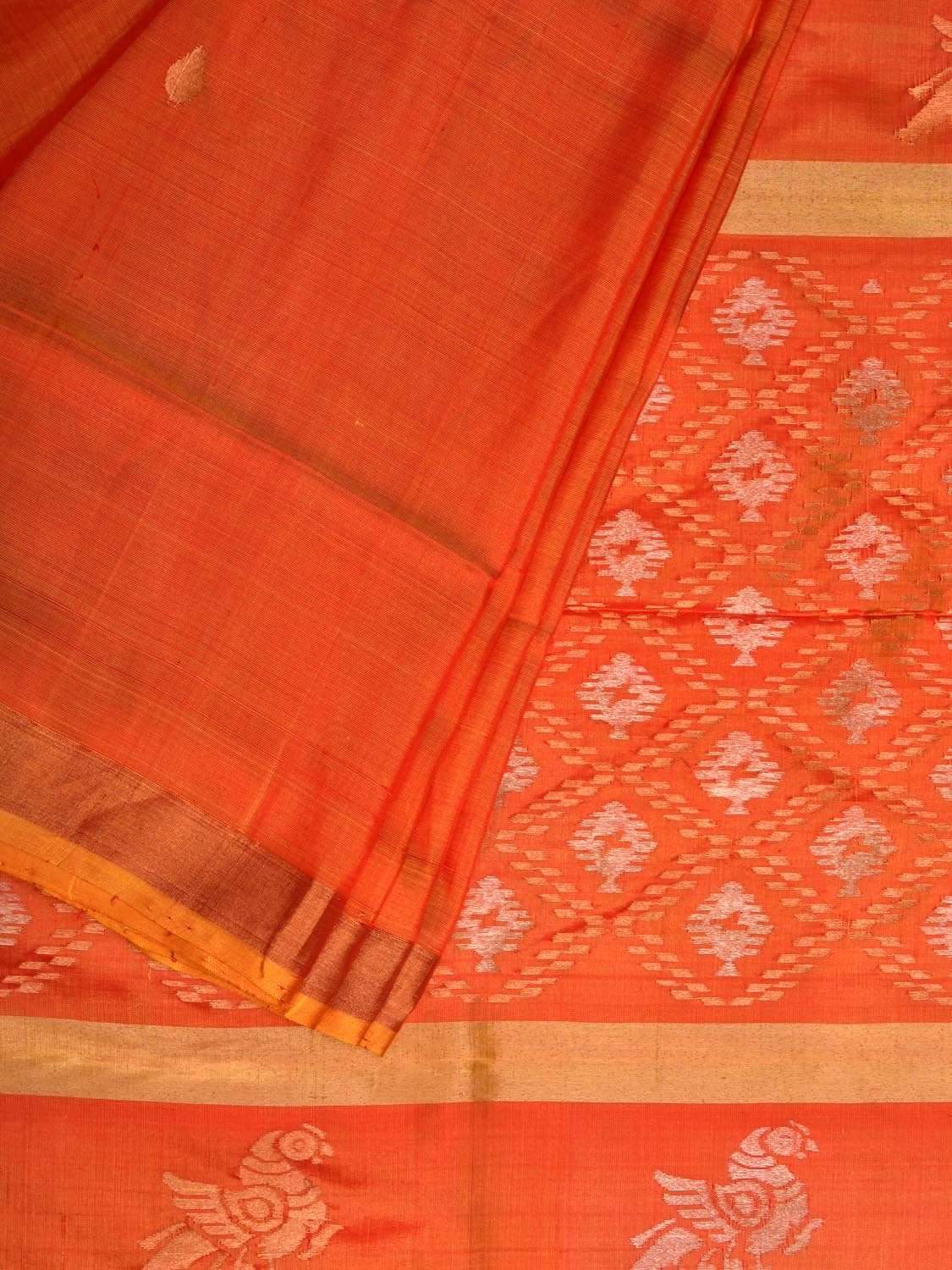 Orange Uppada Silk Handloom Saree with Jamdani Pallu Design u1740