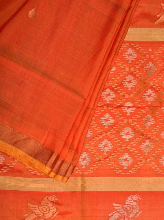 Orange Uppada Silk Handloom Saree with Jamdani Pallu Design u1740