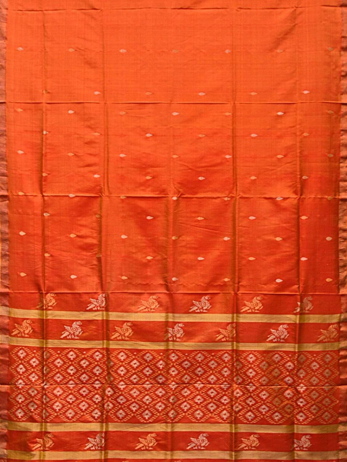 Orange Uppada Silk Handloom Saree with Jamdani Pallu Design u1740