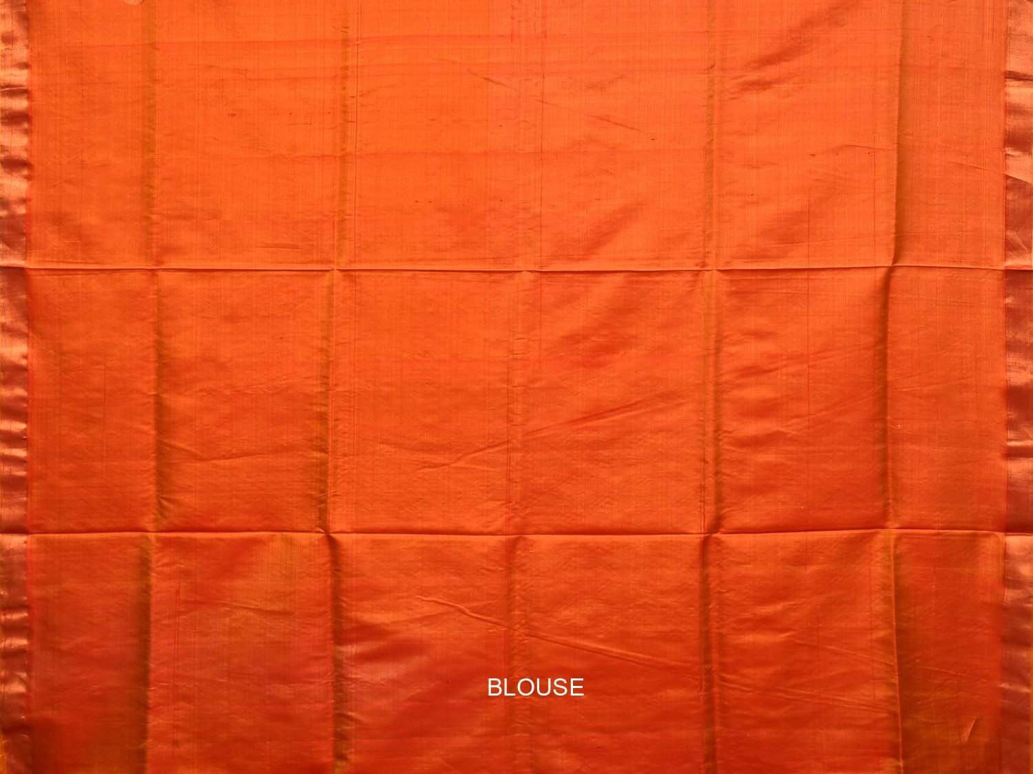 Orange Uppada Silk Handloom Saree with Jamdani Pallu Design u1740