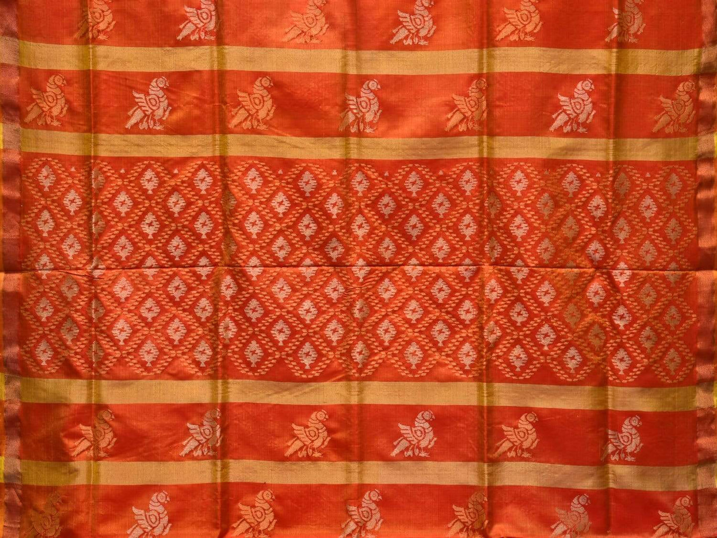Orange Uppada Silk Handloom Saree with Jamdani Pallu Design u1740