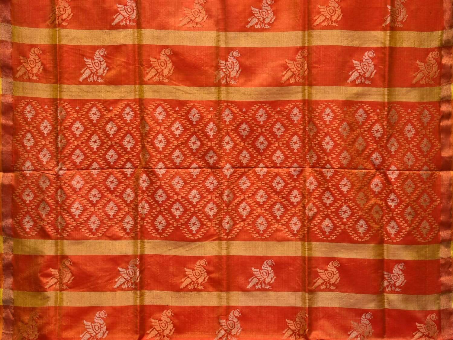 Orange Uppada Silk Handloom Saree with Jamdani Pallu Design u1740