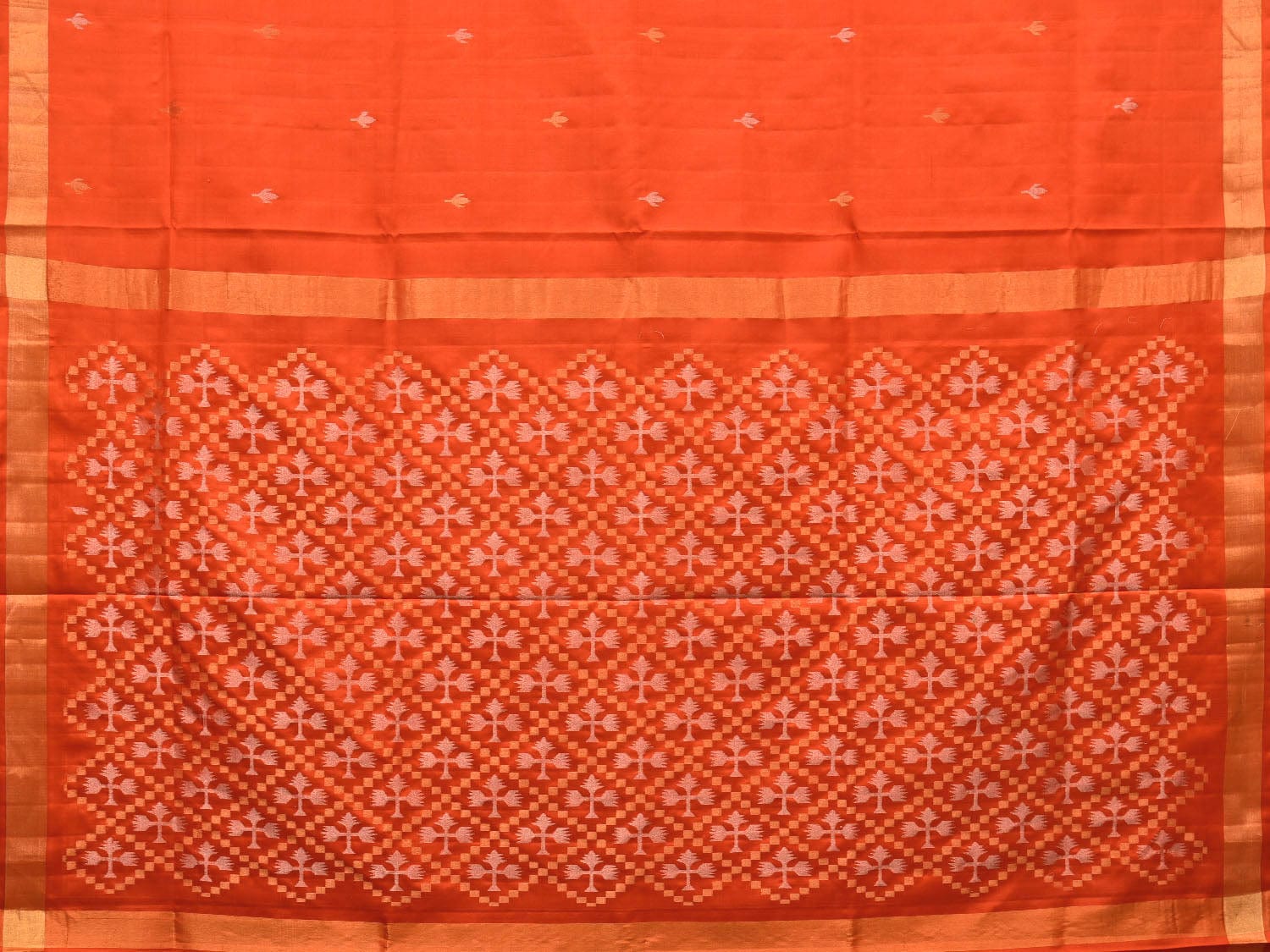 Orange Uppada Silk Handloom Saree with Jamdani Pallu Design u1975