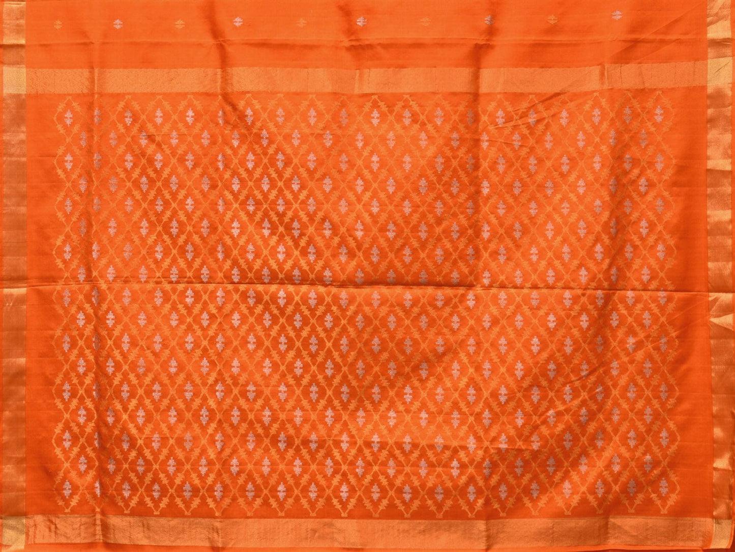 Orange Uppada Silk Handloom Saree with Jamdani Pallu Design u2177