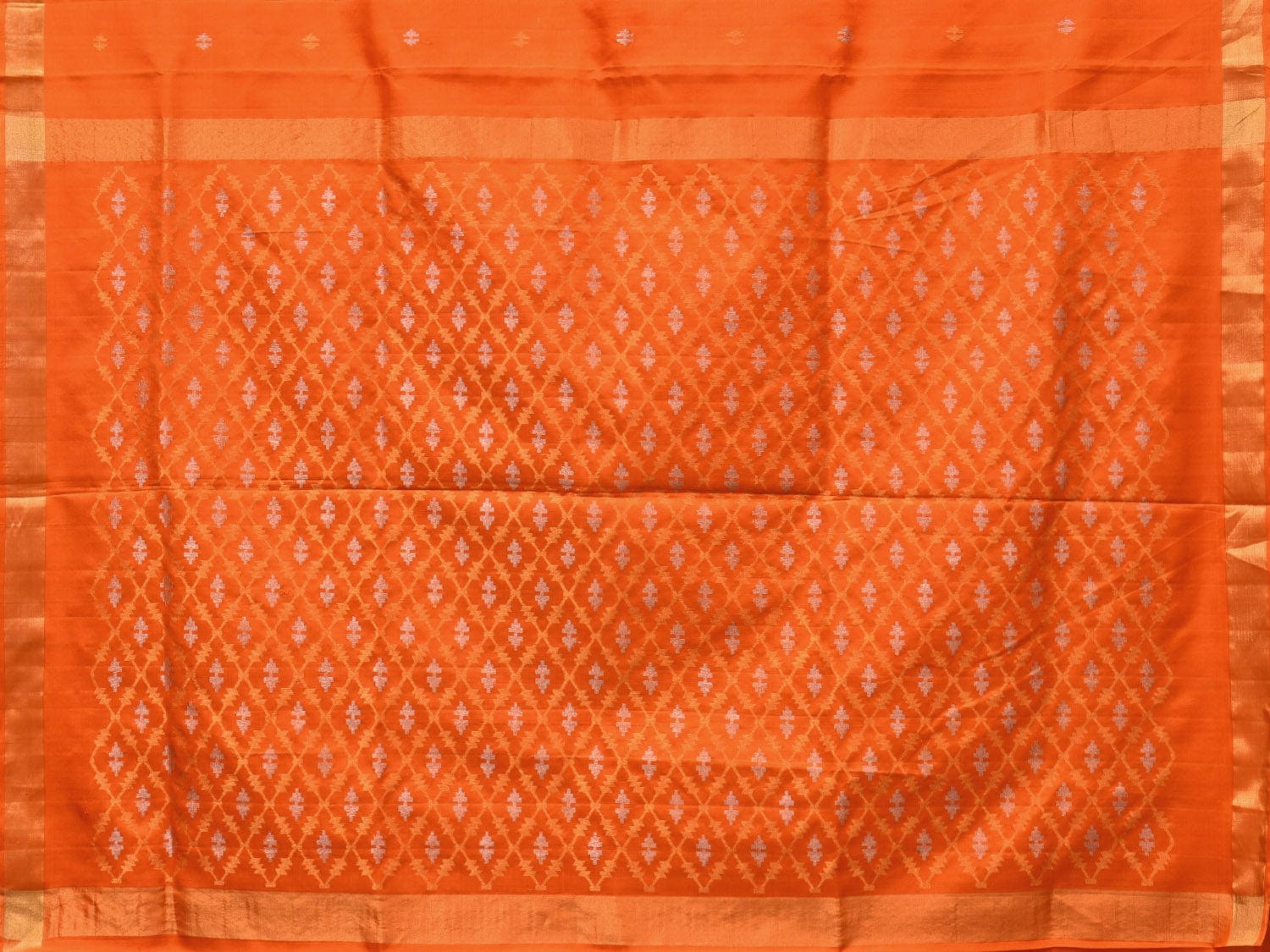 Orange Uppada Silk Handloom Saree with Jamdani Pallu Design u2177