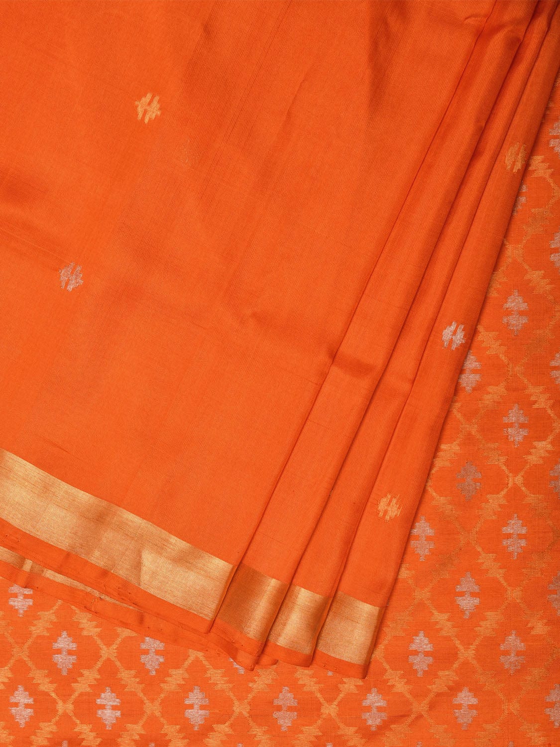 Orange Uppada Silk Handloom Saree with Jamdani Pallu Design u2177