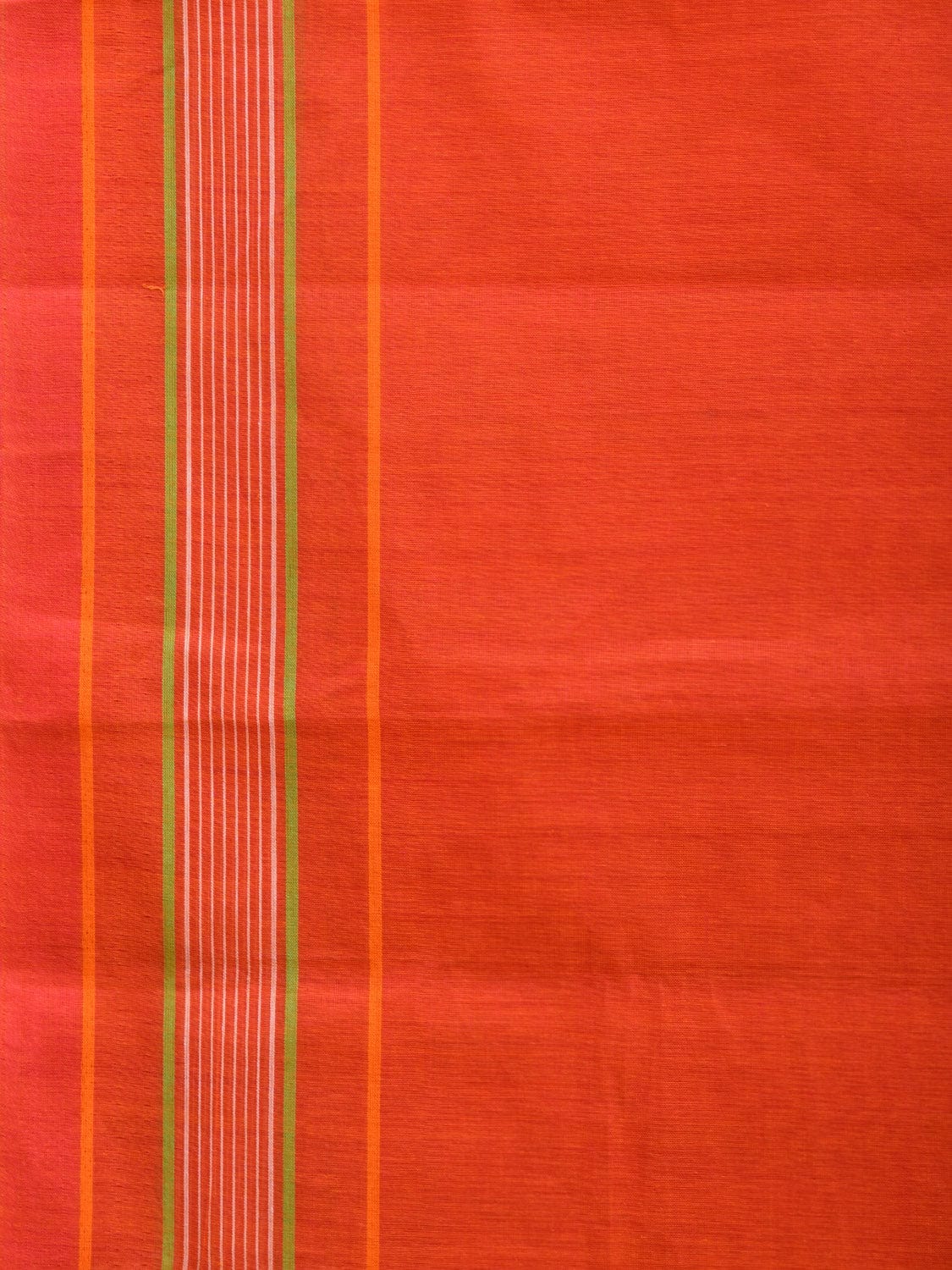 Orange Venkatagiri Cotton Handloom Saree with Strips Border Design v0075