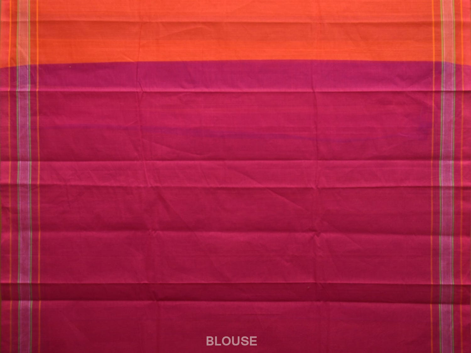 Orange Venkatagiri Cotton Handloom Saree with Strips Border Design v0075