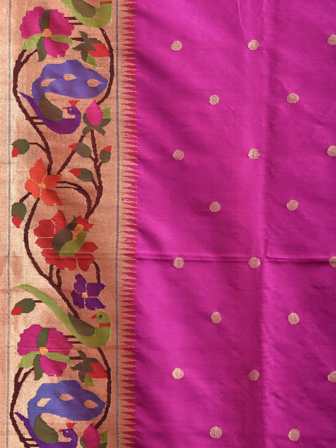 Pink Paithani Silk Handloom Saree with Peacock and Parrot Border Design p0499