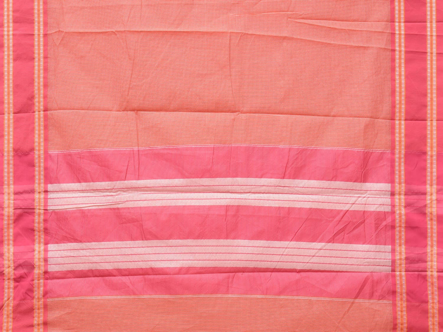 Peach and Baby Pink Bamboo Cotton Saree with Small Checks Design No Blouse bc0151