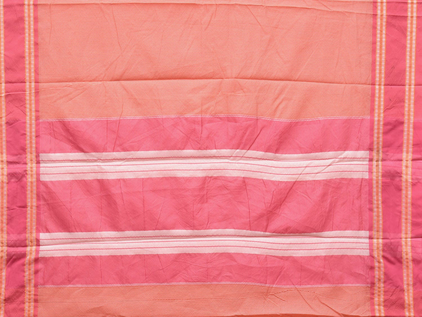 Peach and Baby Pink Bamboo Cotton Saree with Small Checks Design No Blouse bc0176