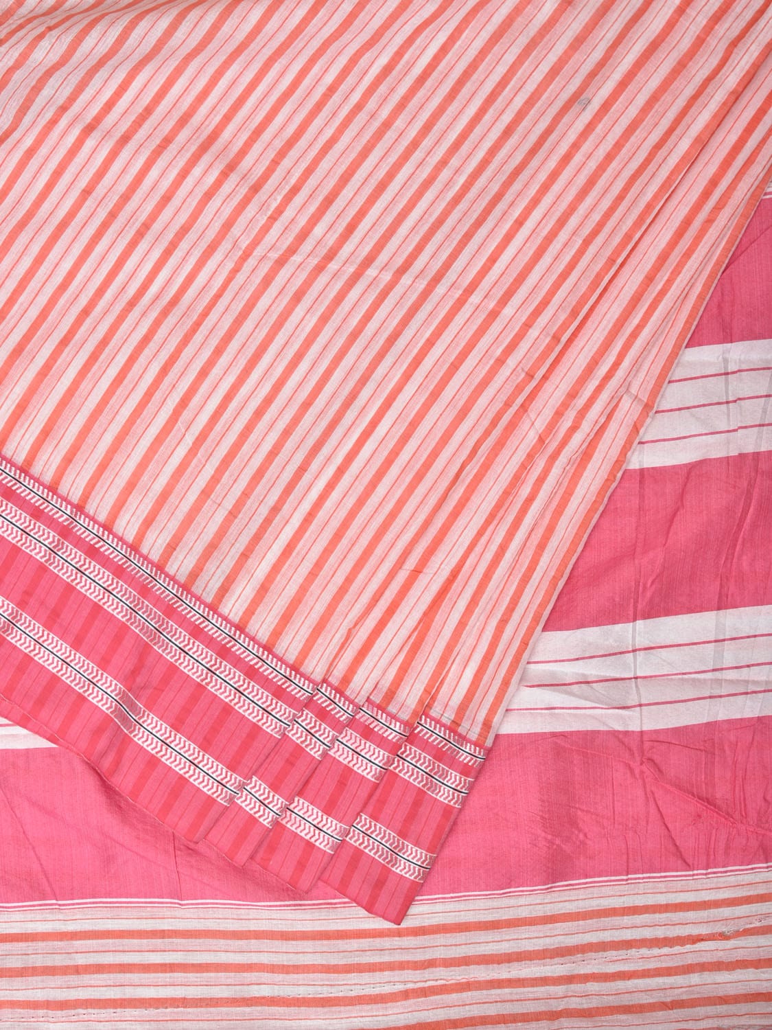 Peach and Baby Pink Bamboo Cotton Saree with Strips Design No Blouse bc0179