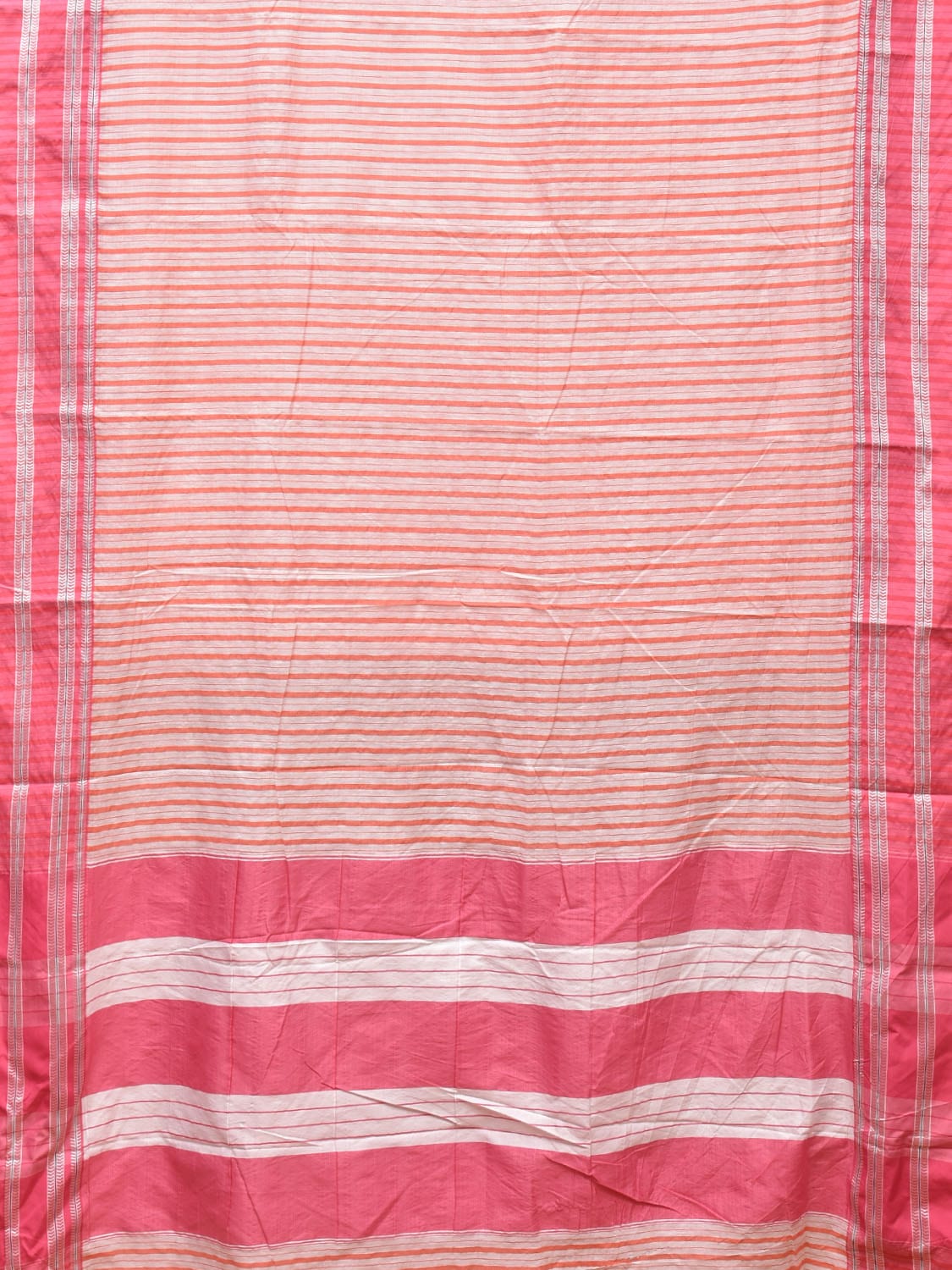 Peach and Baby Pink Bamboo Cotton Saree with Strips Design No Blouse bc0179