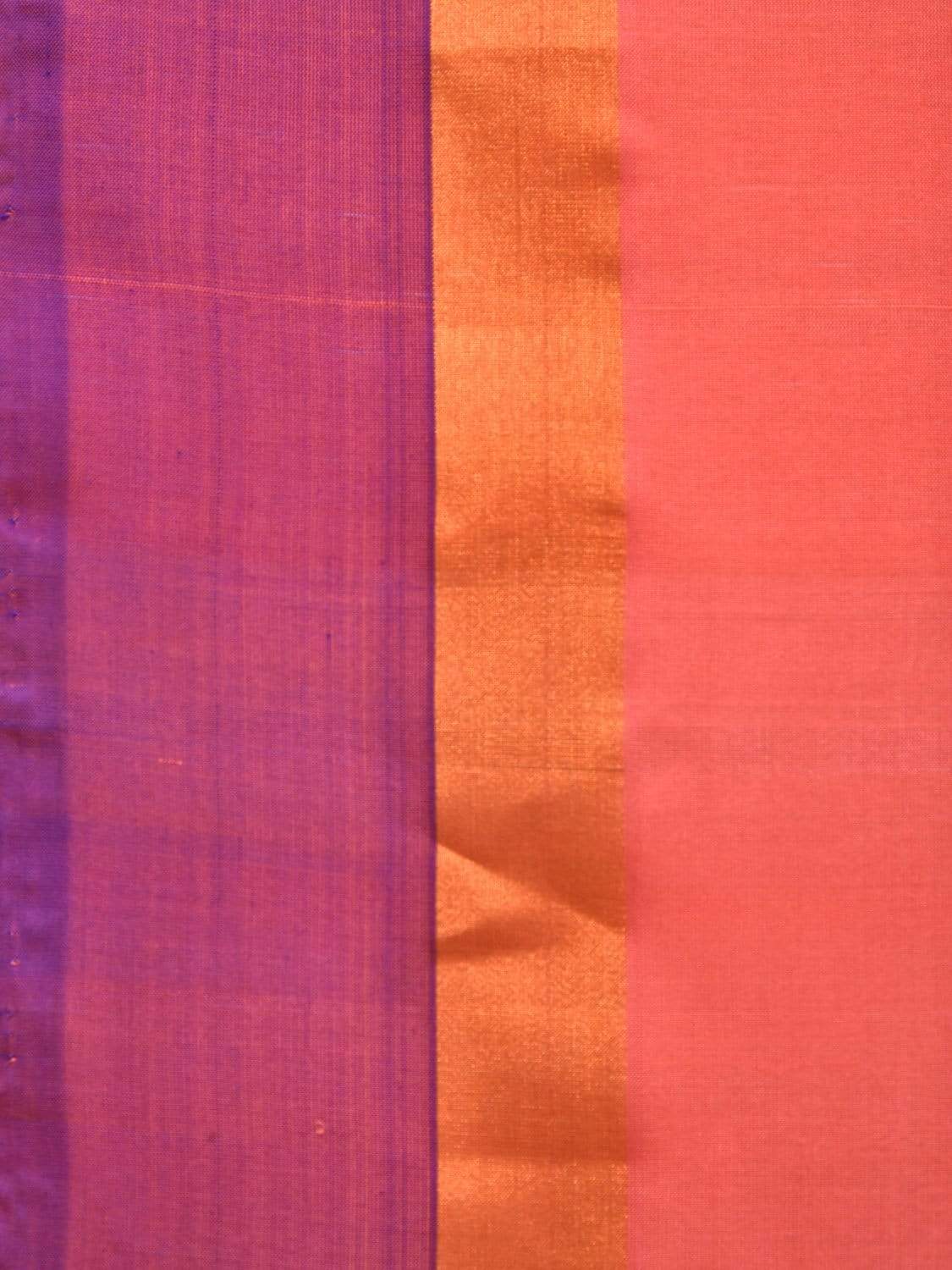 Peach and Blue Uppada Silk Handloom Saree with Buta and Contrast Pallu Design u1744