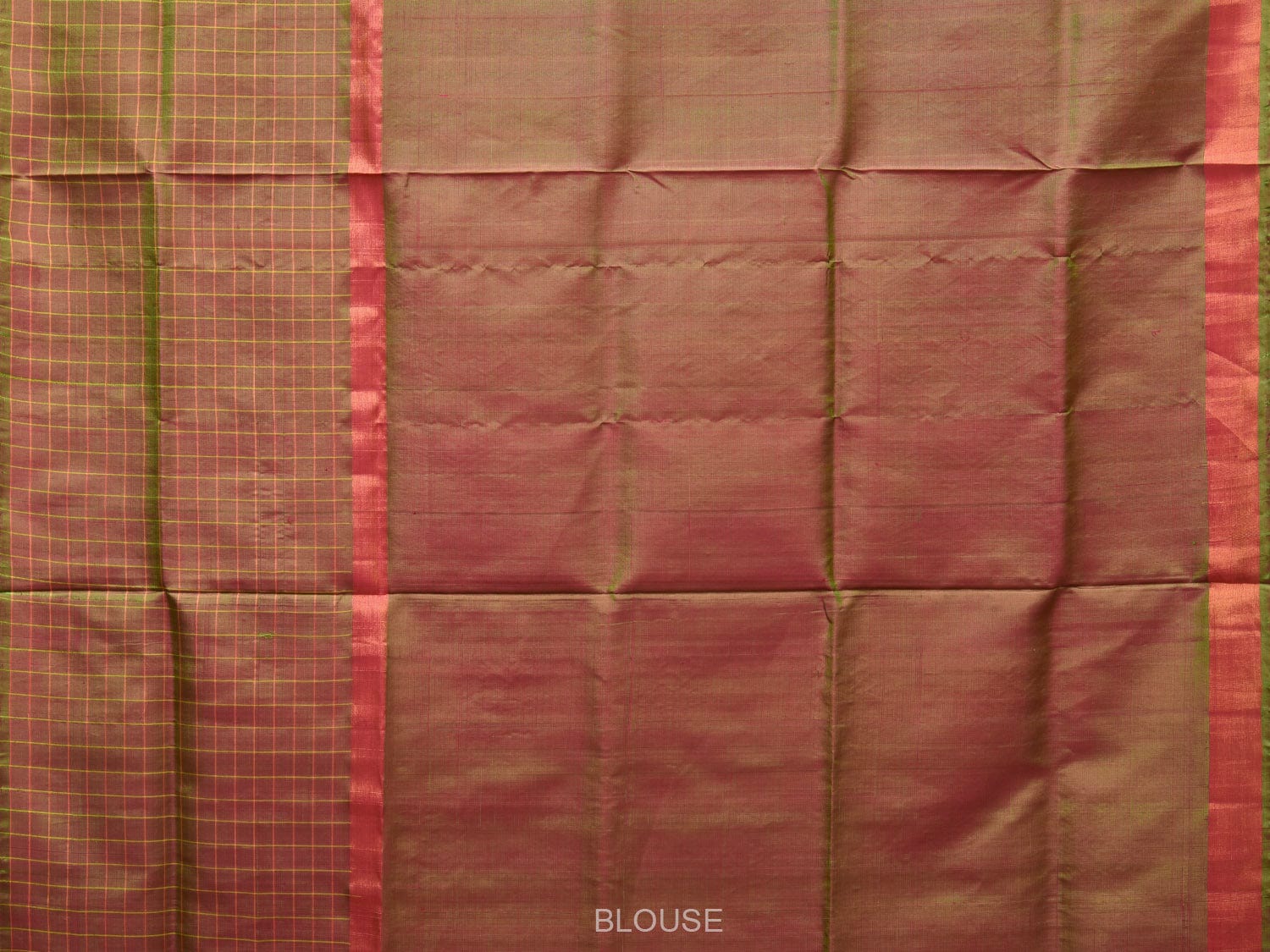 Peach and Mustard Uppada Silk Handloom Saree with Body Buta and Checks Border Design u2117