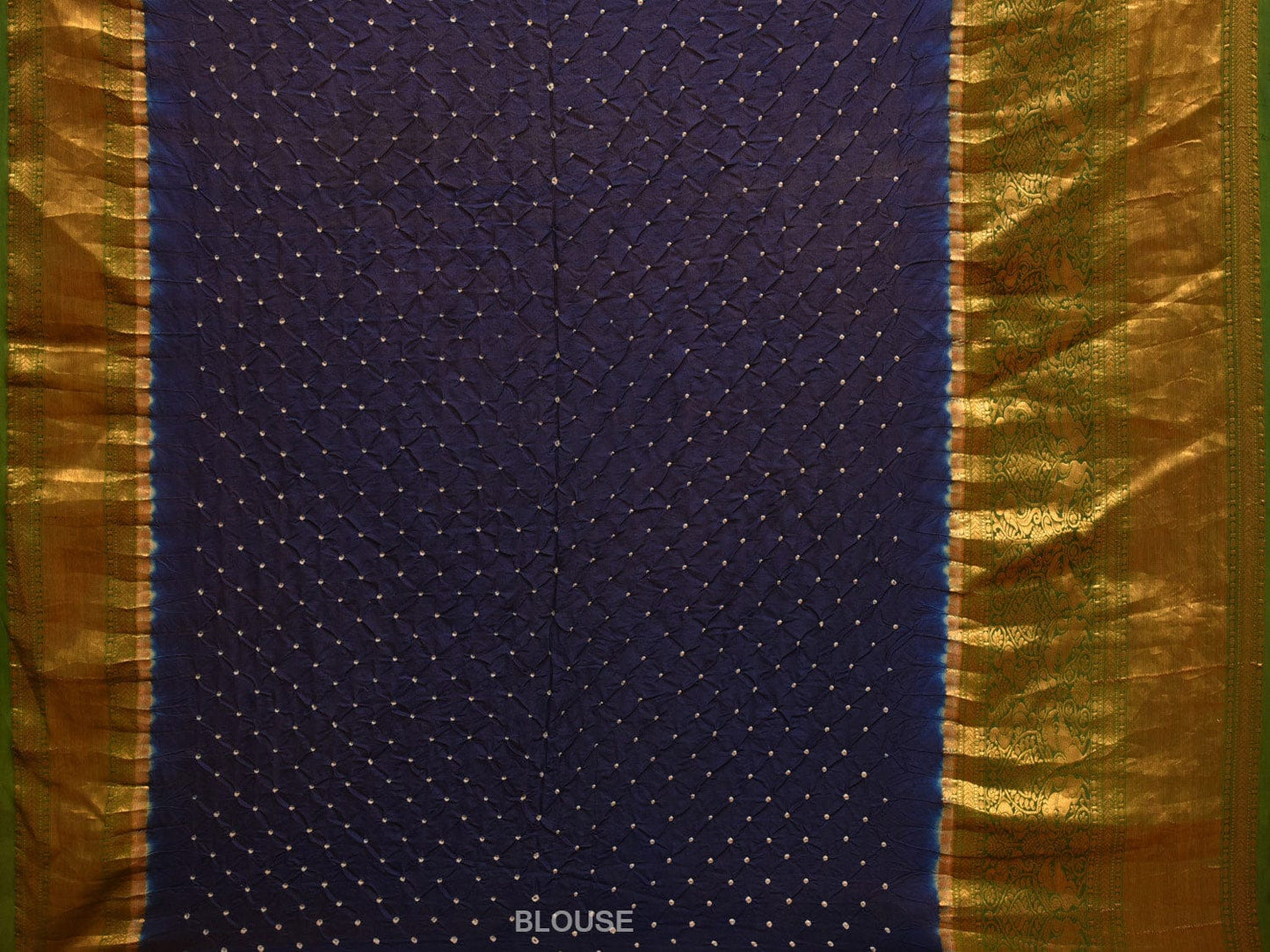 Peach and Navy Bandhani Kanchipuram Silk Handloom Saree with Dashavatar Design bn0495