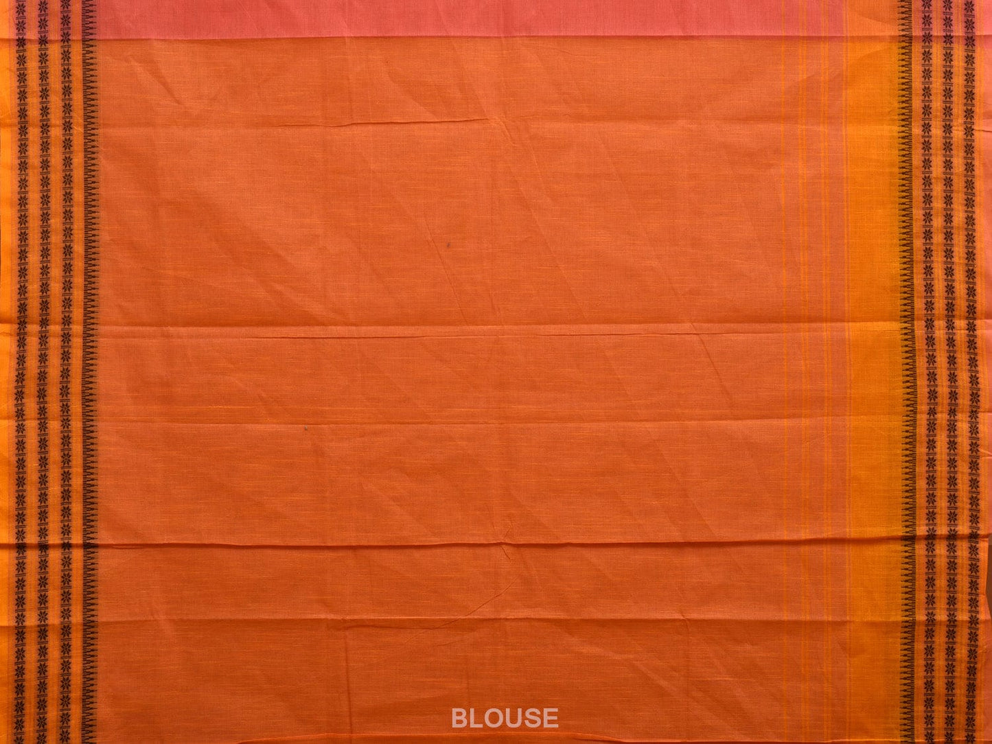 Peach and Orange Kanchipuram Cotton Saree with Strips Pallu and Border Design k0534