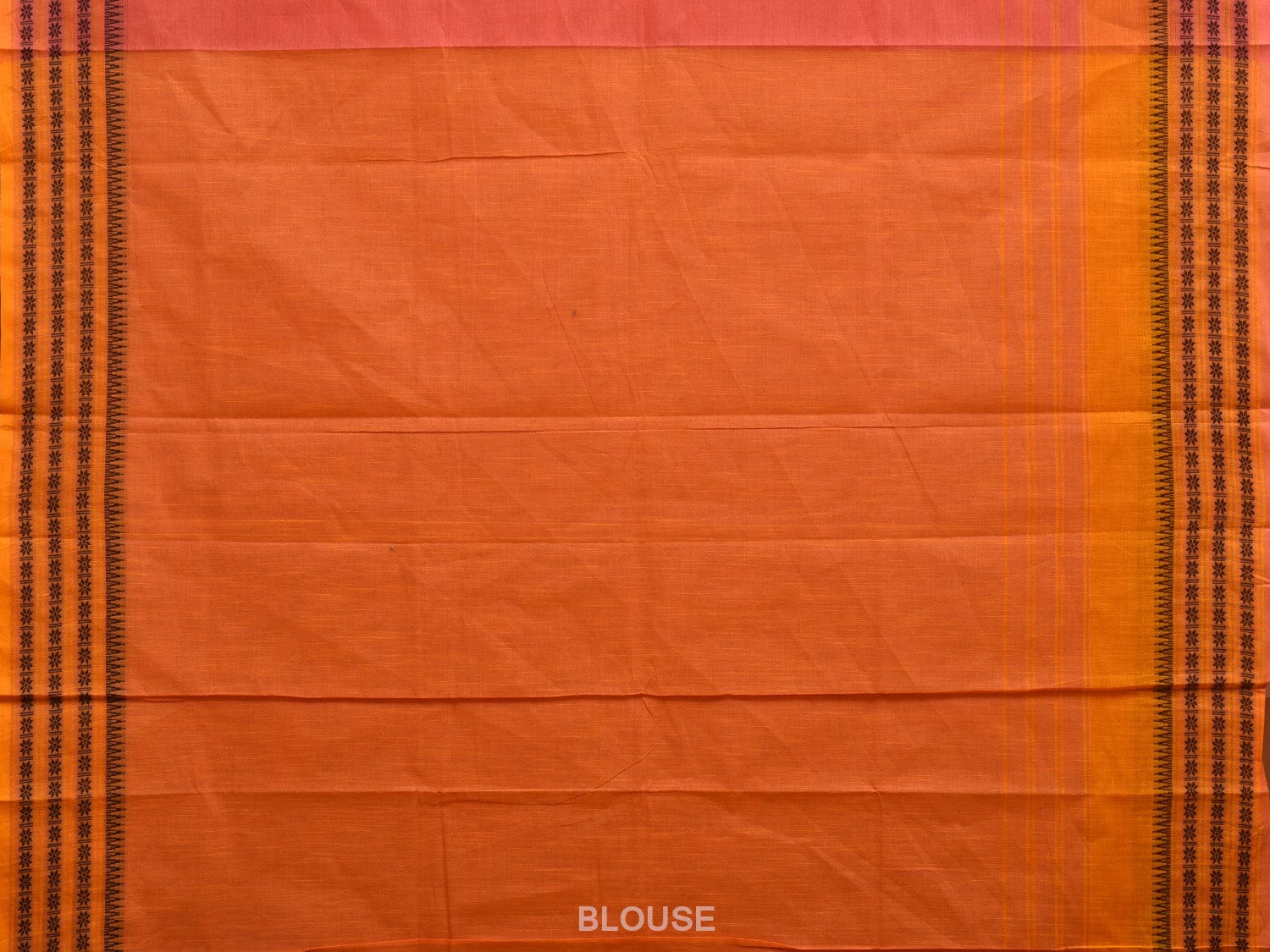 Peach and Orange Kanchipuram Cotton Saree with Strips Pallu and Border Design k0534