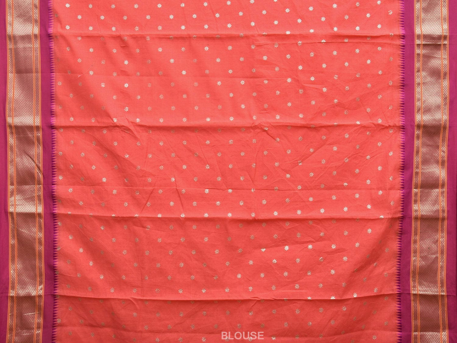 Peach and Pink Bamboo Cotton Saree with Small Body Buta Design bc0274