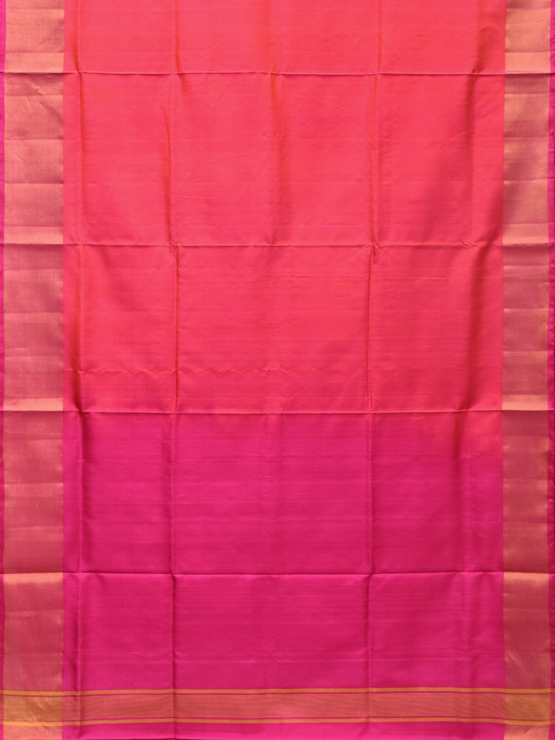 Peach and Pink Uppada Silk Handloom Plain Saree with Contrast Pallu Design u2112