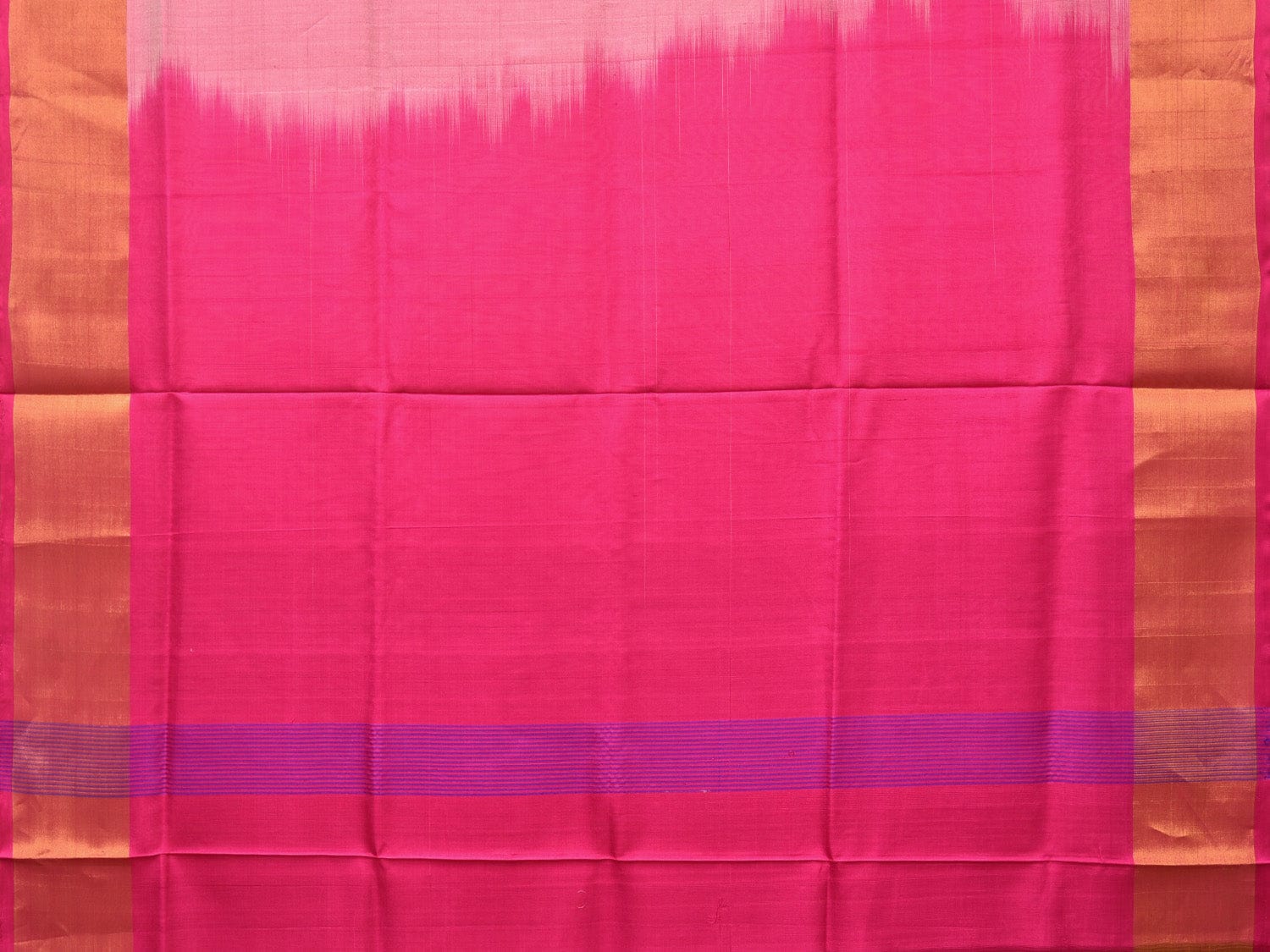 Peach and Pink Uppada Silk Handloom Plain Saree with Contrast Pallu Design u2209
