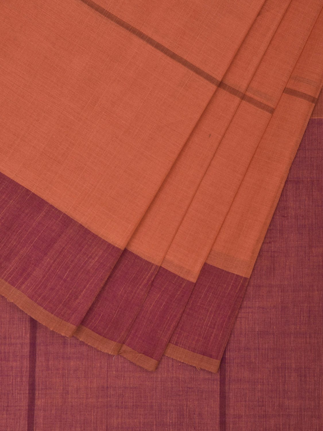 Peach and Purple Kanchipuram Cotton Handloom Saree with Strips Design k0558