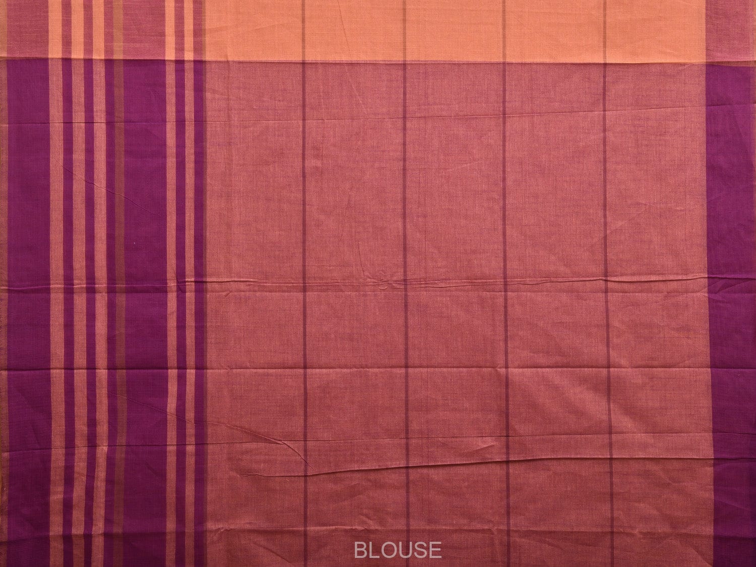 Peach and Purple Kanchipuram Cotton Handloom Saree with Strips Design k0558