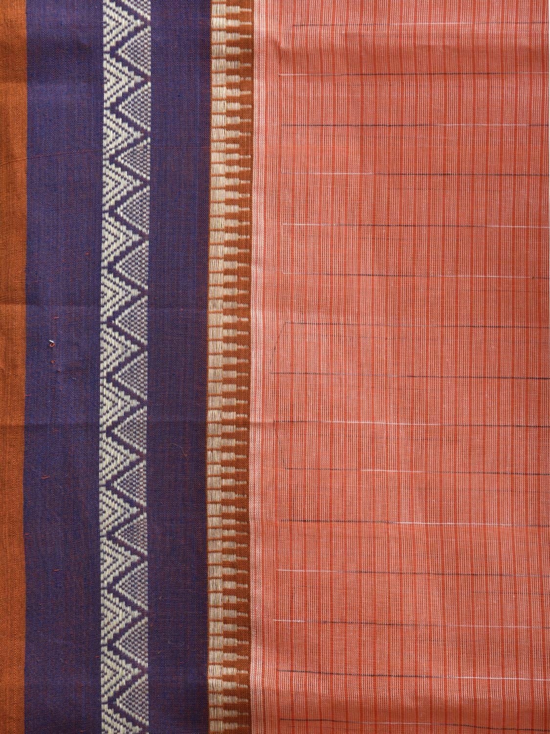 Peach and Purple Narayanpet Cotton Handloom Saree with Checks Design No Blouse np0923