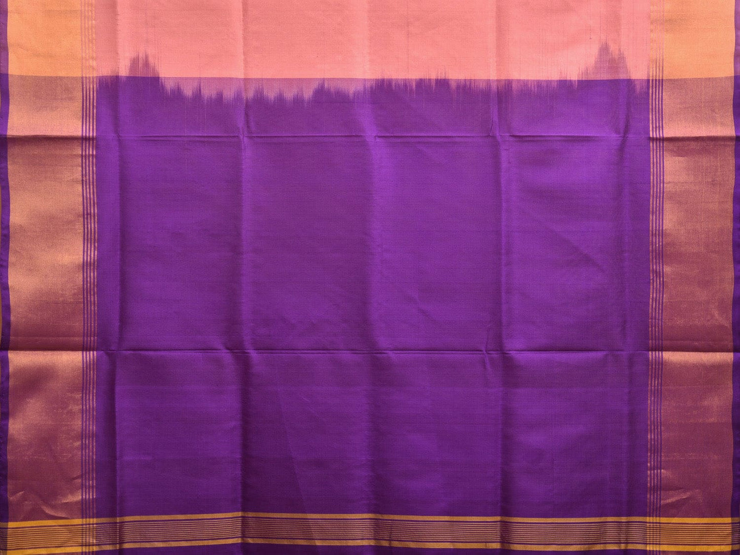 Peach and Purple Uppada Plain Silk Handloom Saree with Contrast Pallu Design u2237