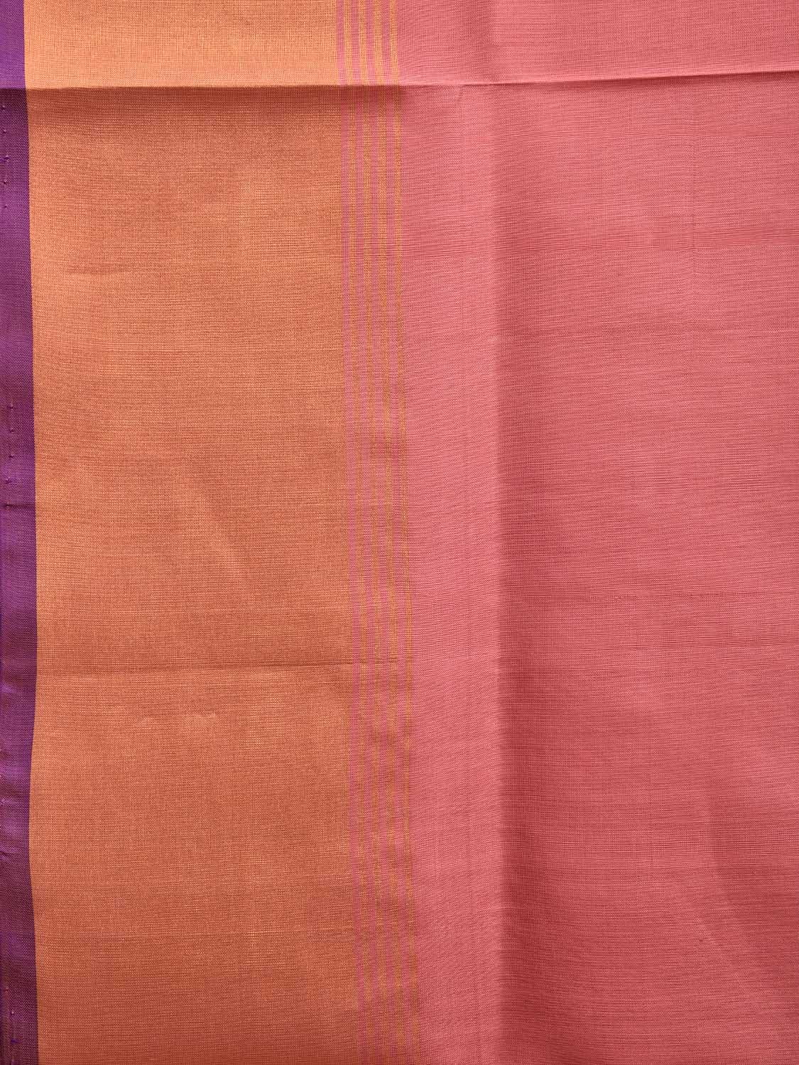Peach and Purple Uppada Plain Silk Handloom Saree with Contrast Pallu Design u2237
