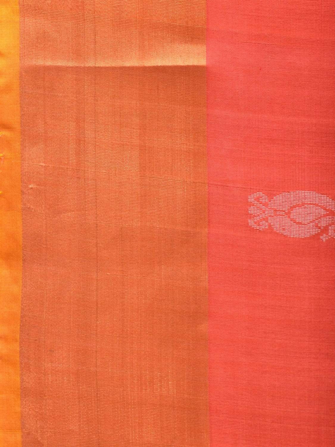 Peach and Yellow Uppada Silk Handloom Saree with Buta and Contrast Pallu Design u1747