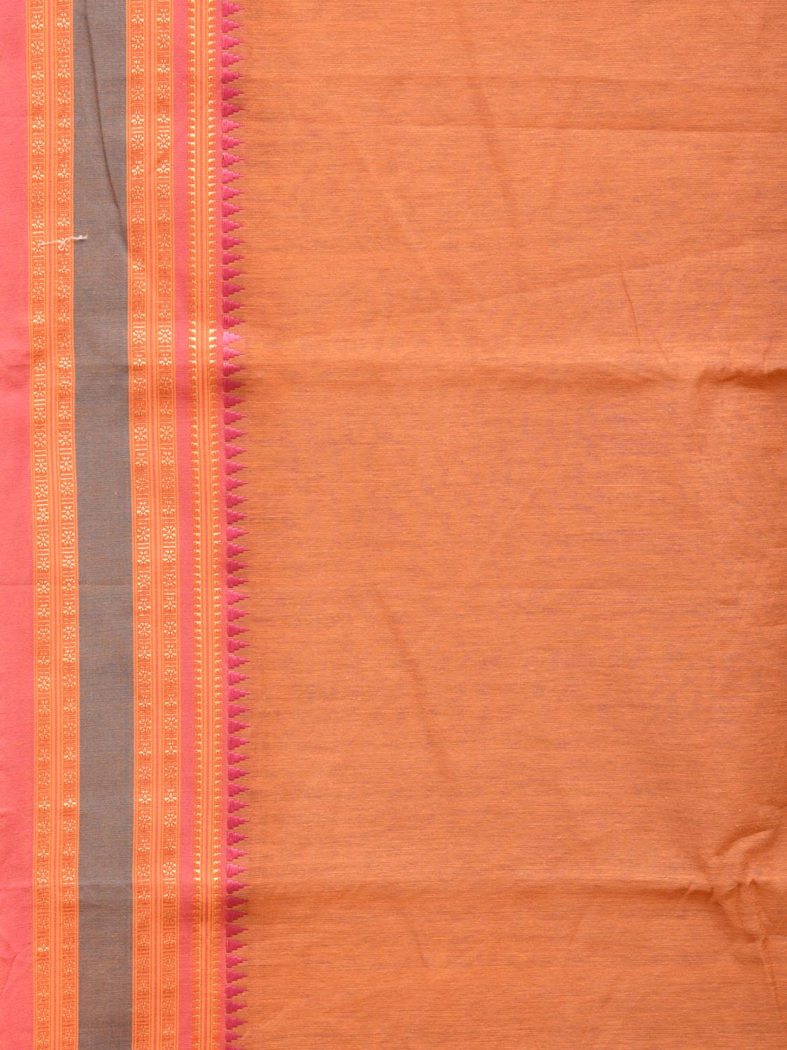 Peach Bamboo Cotton Plain Saree with Border Design No Blouse bc0200