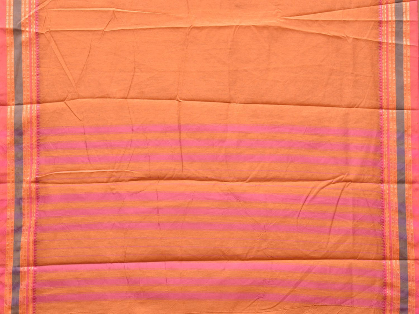 Peach Bamboo Cotton Plain Saree with Border Design No Blouse bc0200