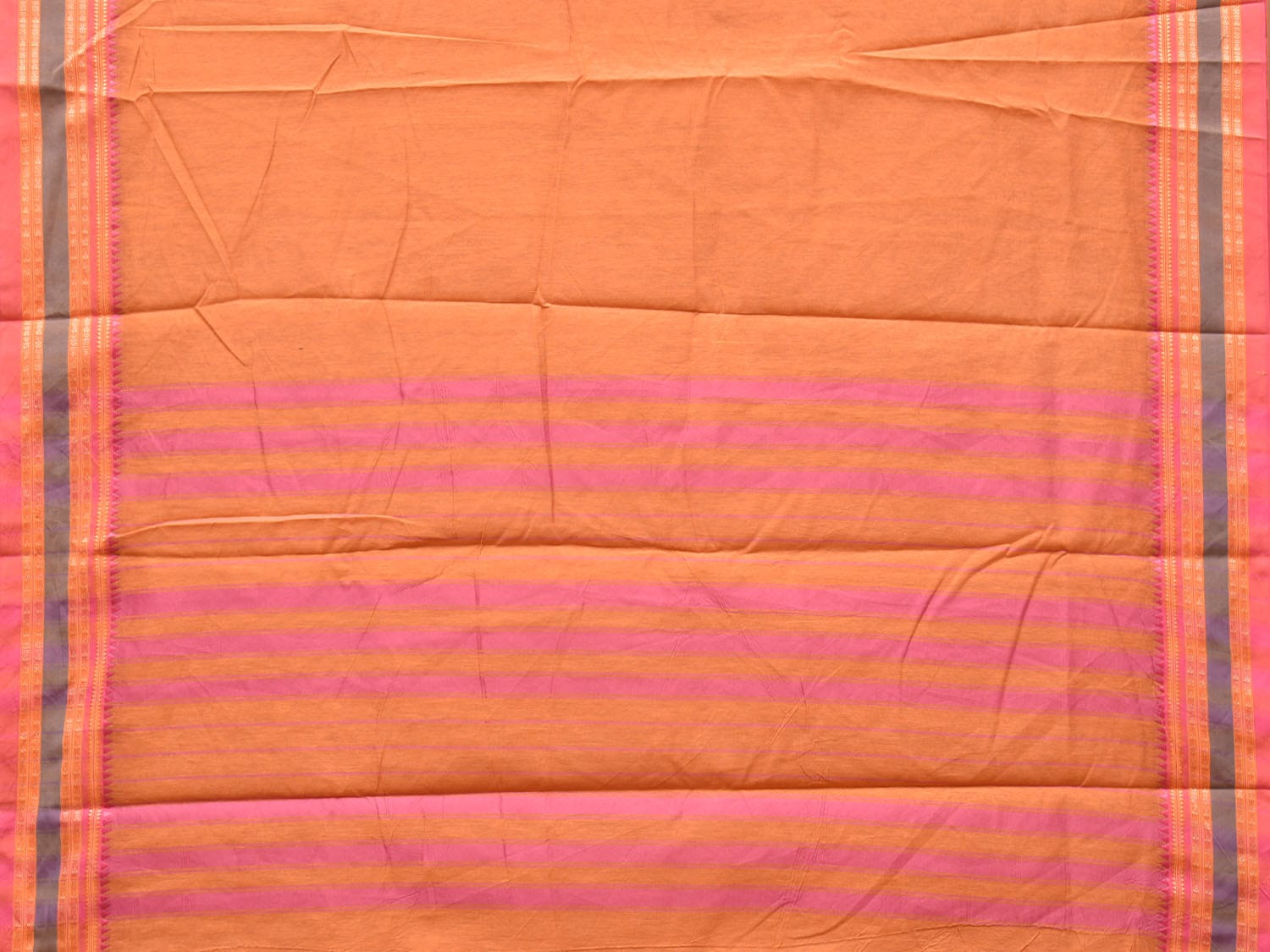 Peach Bamboo Cotton Plain Saree with Border Design No Blouse bc0200