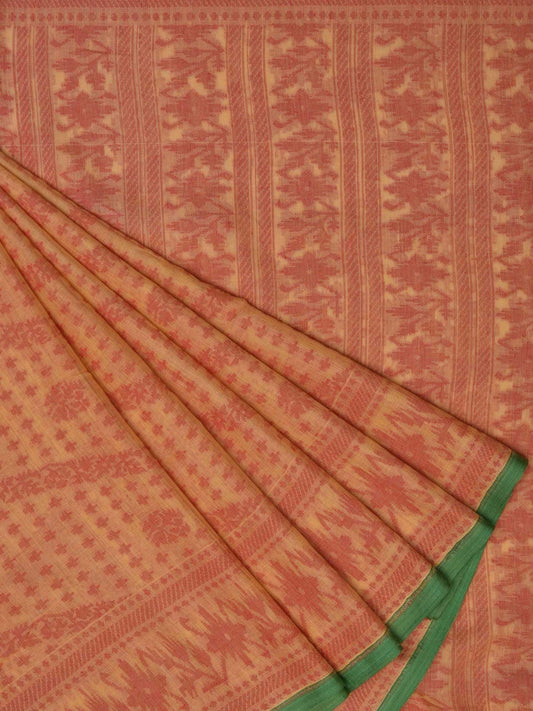 Peach Banaras Cotton Handloom Saree with Cut Work Design B0260