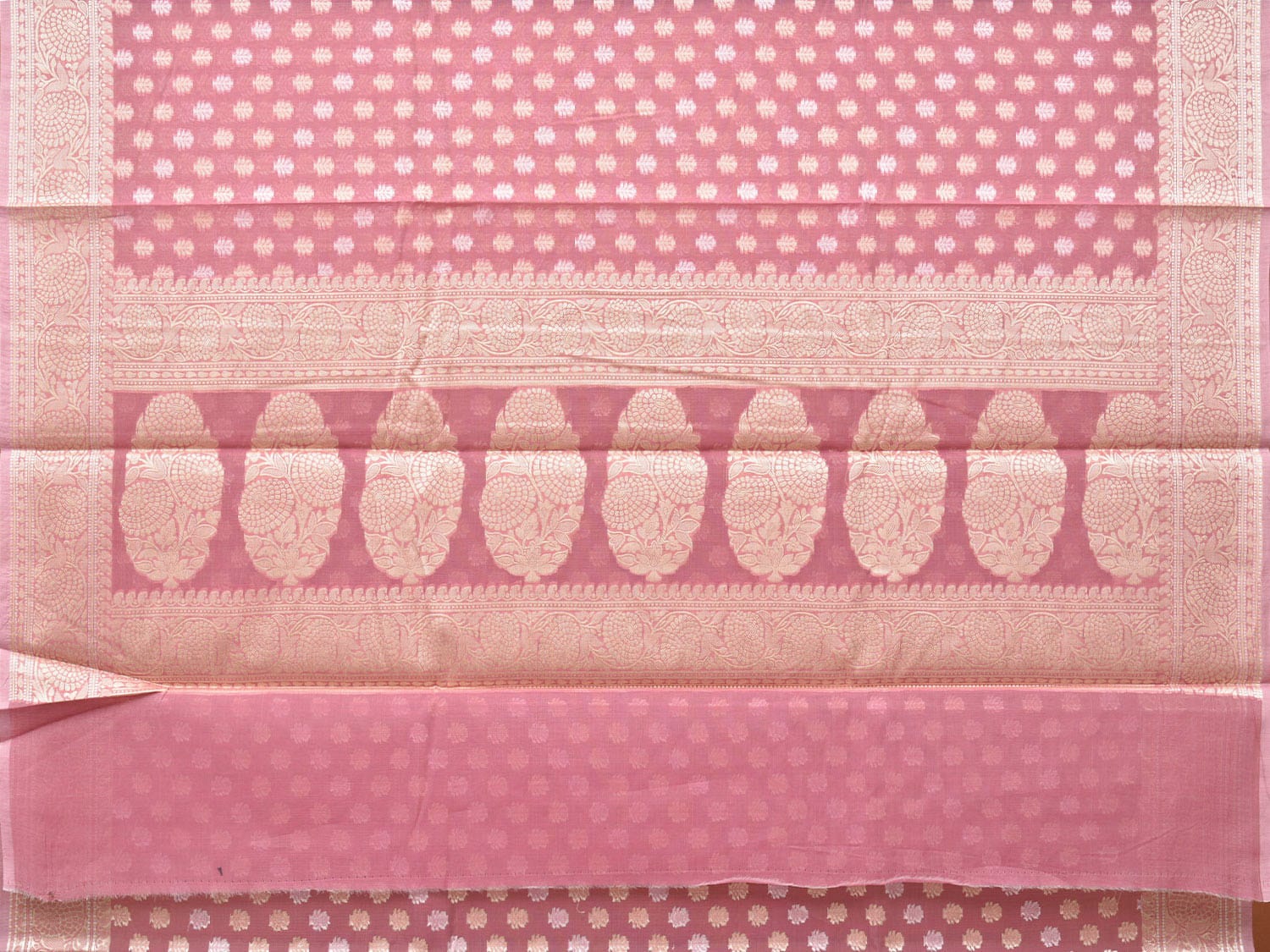 Peach Cut Work Cotton Silk Saree with All Over Banaras Design o0391